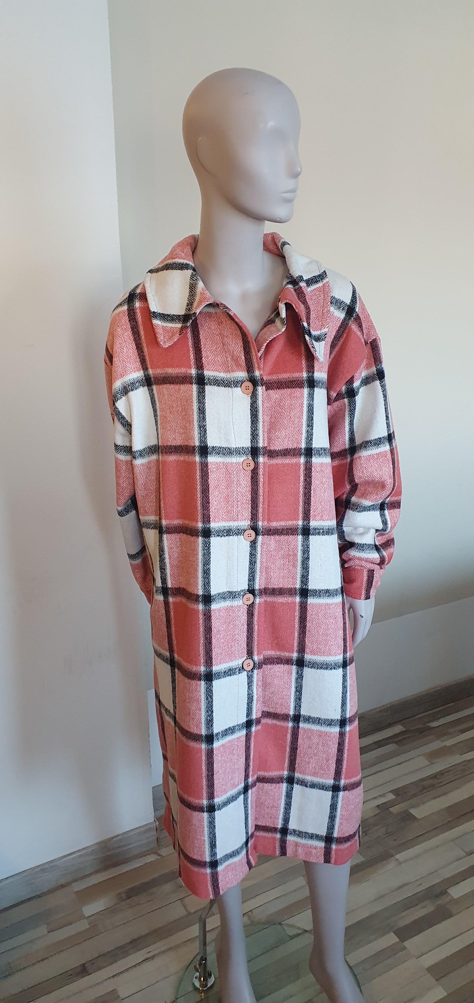 Veste longue à carreaux