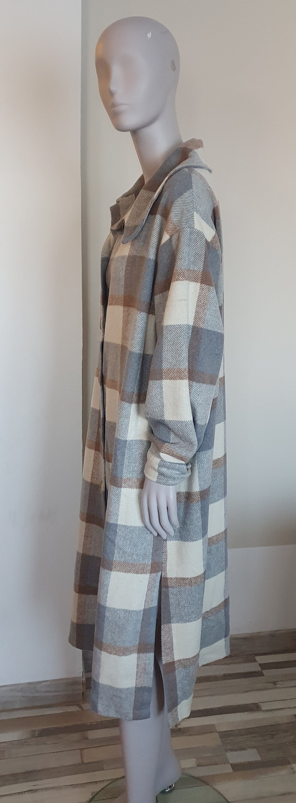 Veste longue à carreaux