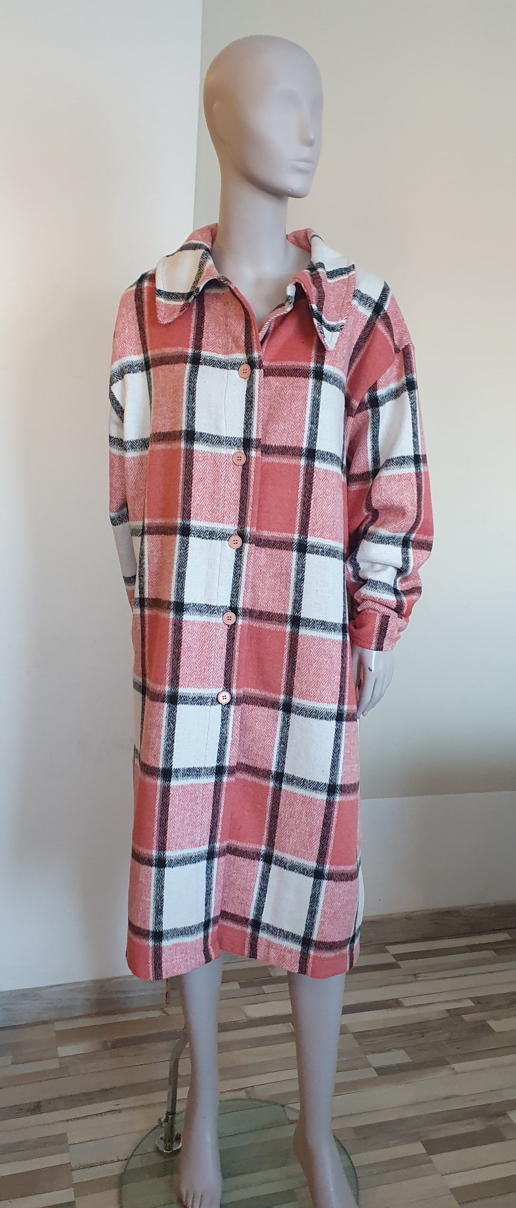 Veste longue à carreaux