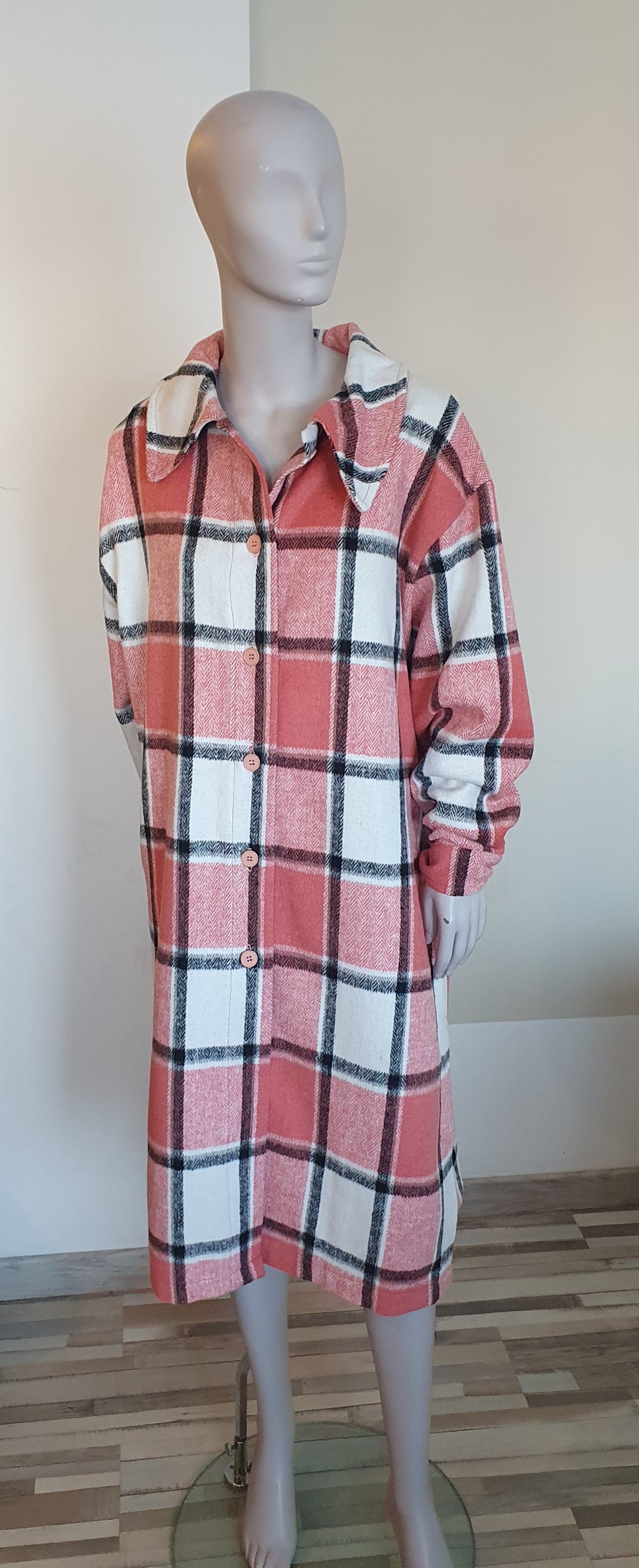 Veste longue à carreaux