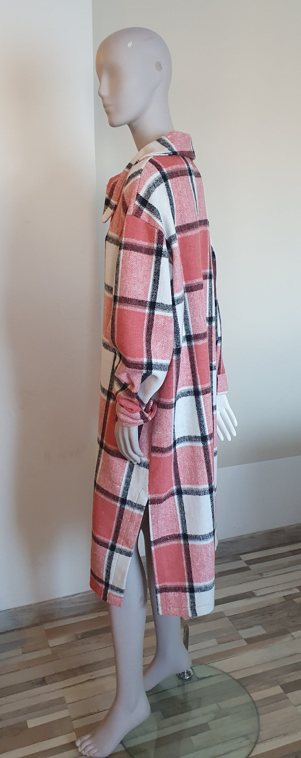 Veste longue à carreaux